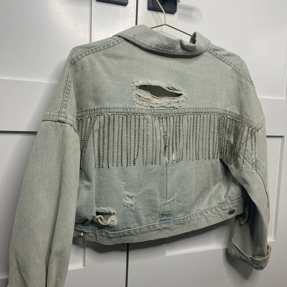 Blue Jean Women's Distressed Light Blue Denim Jacket - Picture 2 of 3